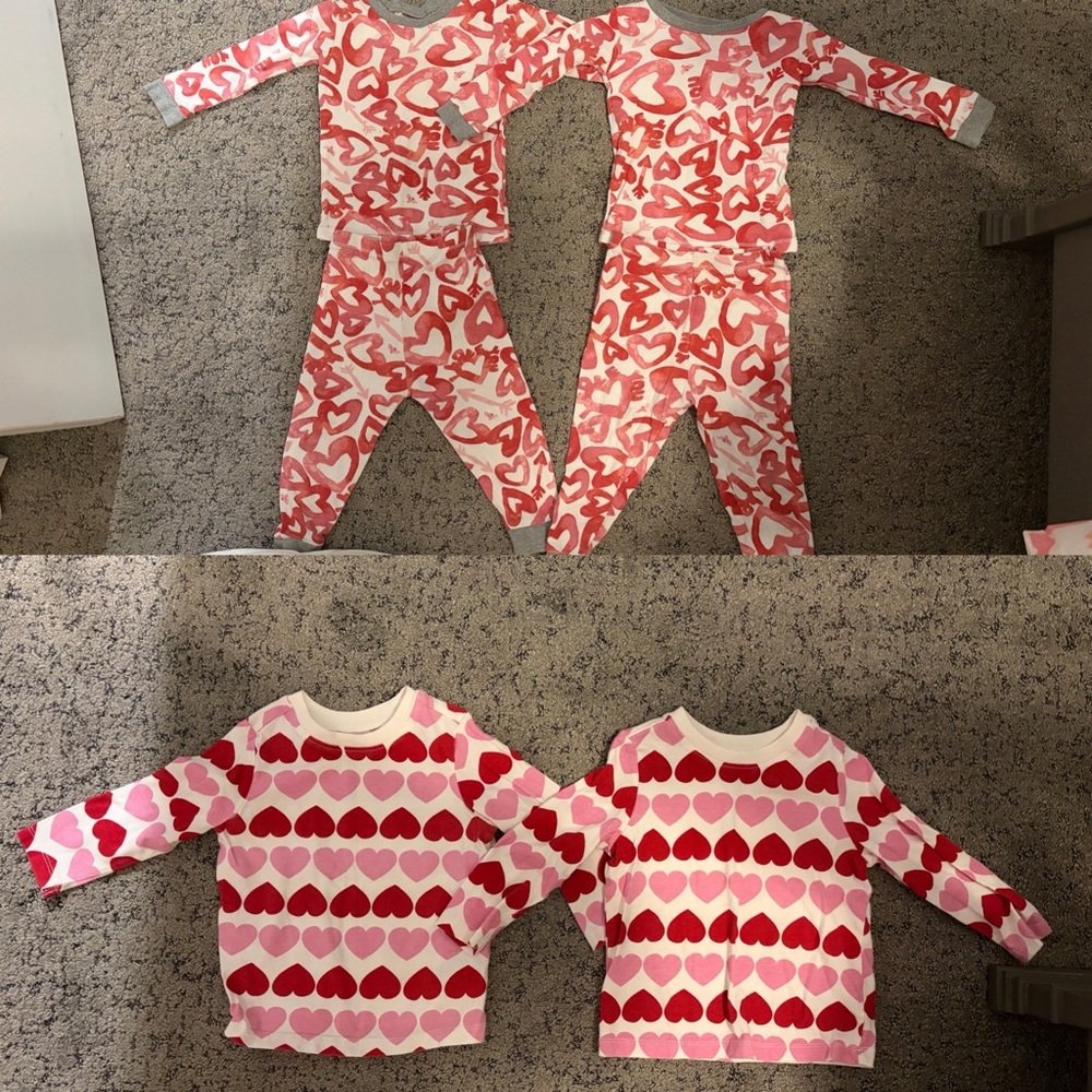 Twin Girls Valentine’s 18 Month Old Navy Burt’s Bees Sets